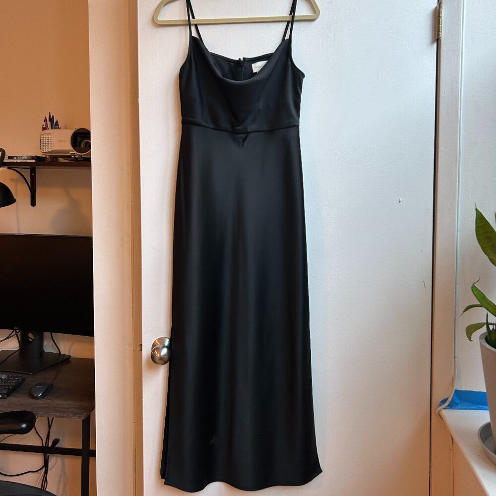 Sachin + Babi black satin midi dress